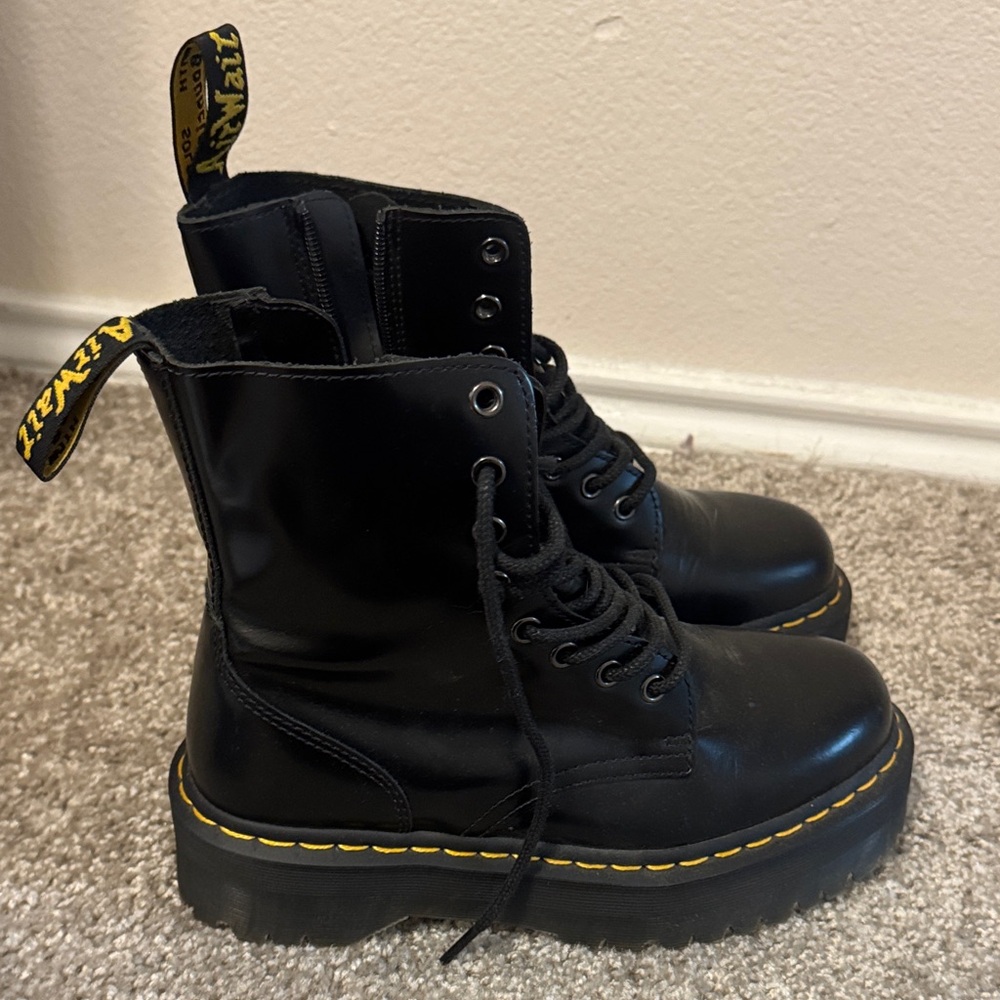 Dr. Martens Black Boots with Yellow Accents
